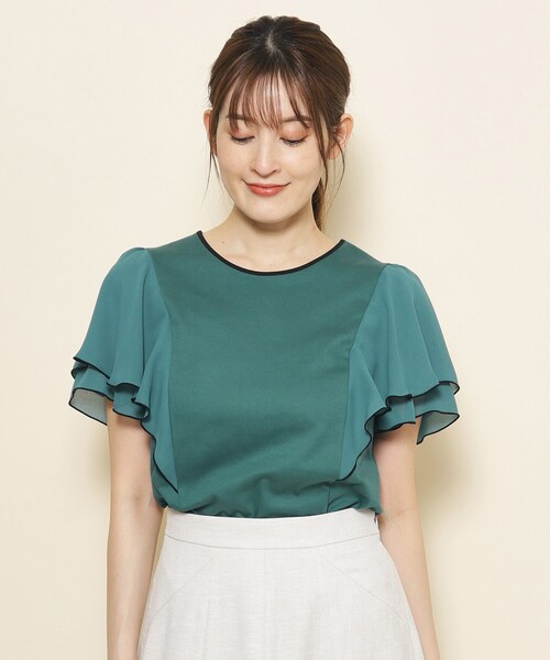 COUP DE CHANCE（クードシャンス）の「◆【洗える】フリル袖プルオーバージャージ（Tシャツ/カットソー・レディース・パープル系/ブラック/ブルーグリーン/ホワイト/ベージュ/ブルー系その他/パープル・34/36/38/40）」の5枚目の写真