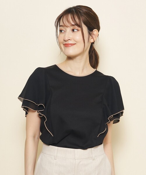 COUP DE CHANCE（クードシャンス）の「◆【洗える】フリル袖プルオーバージャージ（Tシャツ/カットソー・レディース・パープル系/ブラック/ブルーグリーン/ホワイト/ベージュ/ブルー系その他/パープル・34/36/38/40）」の2枚目の写真