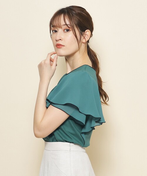 COUP DE CHANCE（クードシャンス）の「◆【洗える】フリル袖プルオーバージャージ（Tシャツ/カットソー・レディース・パープル系/ブラック/ブルーグリーン/ホワイト/ベージュ/ブルー系その他/パープル・34/36/38/40）」の8枚目の写真