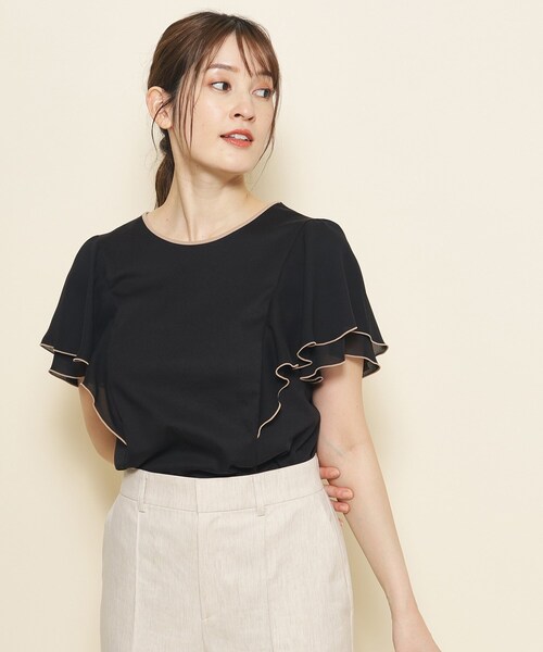 COUP DE CHANCE（クードシャンス）の「◆【洗える】フリル袖プルオーバージャージ（Tシャツ/カットソー・レディース・パープル系/ブラック/ブルーグリーン/ホワイト/ベージュ/ブルー系その他/パープル・34/36/38/40）」の13枚目の写真