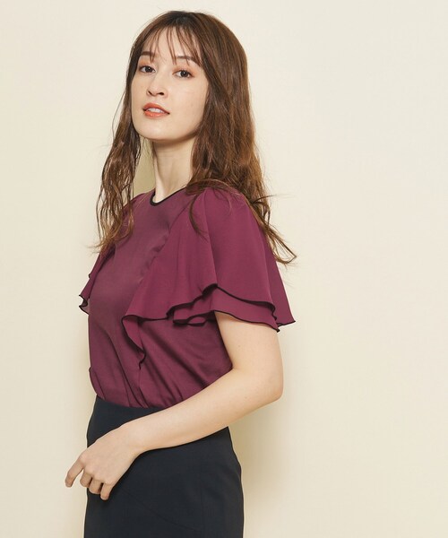 COUP DE CHANCE（クードシャンス）の「◆【洗える】フリル袖プルオーバージャージ（Tシャツ/カットソー・レディース・パープル系/ブラック/ブルーグリーン/ホワイト/ベージュ/ブルー系その他/パープル・34/36/38/40）」の21枚目の写真