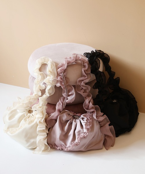 Seemi. byNICECLAUP（ シーミーバイナイスクラップ）の「【Seemi.】フリルバッグ（トートバッグ・レディース・アイボリー/ピンク/ブラック・FREE）」の16枚目の写真