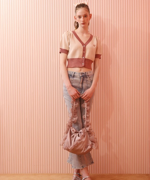 Seemi. byNICECLAUP（ シーミーバイナイスクラップ）の「【Seemi.】フリルバッグ（トートバッグ・レディース・アイボリー/ピンク/ブラック・FREE）」の12枚目の写真