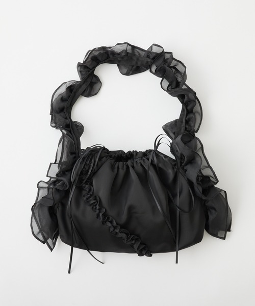 Seemi. byNICECLAUP（ シーミーバイナイスクラップ）の「【Seemi.】フリルバッグ（トートバッグ・レディース・アイボリー/ピンク/ブラック・FREE）」の7枚目の写真