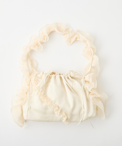 Seemi. byNICECLAUP（ シーミーバイナイスクラップ）の「【Seemi.】フリルバッグ（トートバッグ・レディース・アイボリー/ピンク/ブラック・FREE）」の6枚目の写真