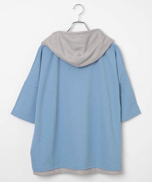 LUCY（ルーシー）の「LUCY/フェイクレイヤードフードT（パーカー・メンズ・ブルー/ダークグレー/ライトグレー・MEDIUM/LARGE）」の12枚目の写真