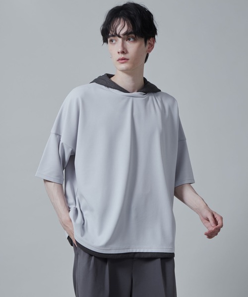 LUCY（ルーシー）の「LUCY/フェイクレイヤードフードT（パーカー・メンズ・ブルー/ダークグレー/ライトグレー・MEDIUM/LARGE）」の2枚目の写真