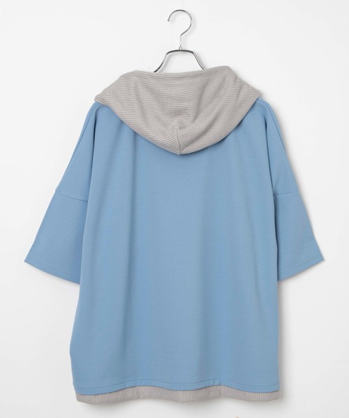 LUCY（ルーシー）の「LUCY/フェイクレイヤードフードT（パーカー・メンズ・ブルー/ダークグレー/ライトグレー・MEDIUM/LARGE）」の7枚目の写真