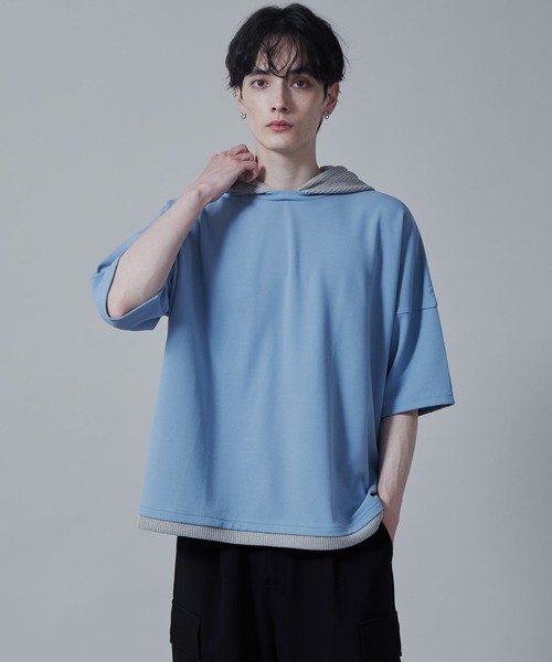 LUCY（ルーシー）の「LUCY/フェイクレイヤードフードT（パーカー・メンズ・ブルー/ダークグレー/ライトグレー・MEDIUM/LARGE）」の17枚目の写真