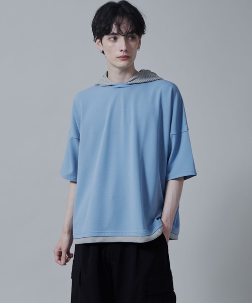 LUCY（ルーシー）の「LUCY/フェイクレイヤードフードT（パーカー・メンズ・ブルー/ダークグレー/ライトグレー・MEDIUM/LARGE）」の18枚目の写真