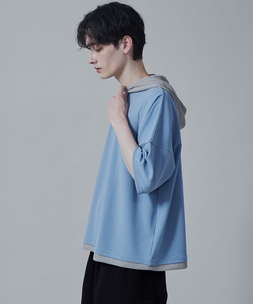 LUCY（ルーシー）の「LUCY/フェイクレイヤードフードT（パーカー・メンズ・ブルー/ダークグレー/ライトグレー・MEDIUM/LARGE）」の19枚目の写真