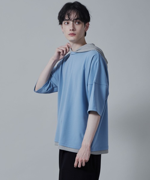 LUCY（ルーシー）の「LUCY/フェイクレイヤードフードT（パーカー・メンズ・ブルー/ダークグレー/ライトグレー・MEDIUM/LARGE）」の20枚目の写真