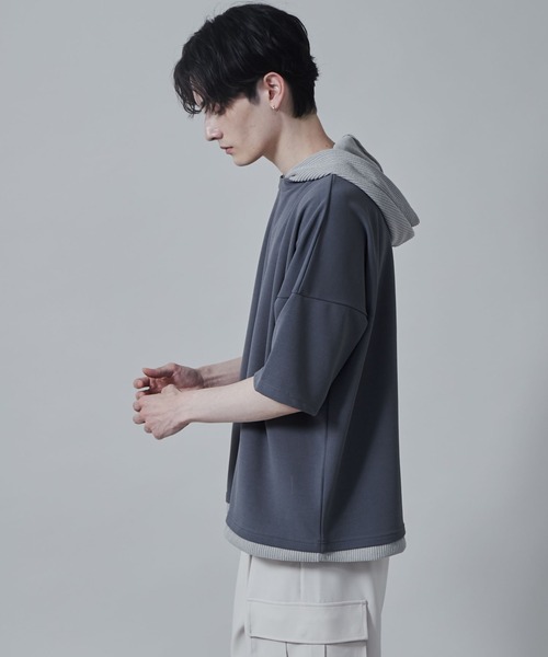 LUCY（ルーシー）の「LUCY/フェイクレイヤードフードT（パーカー・メンズ・ブルー/ダークグレー/ライトグレー・MEDIUM/LARGE）」の15枚目の写真