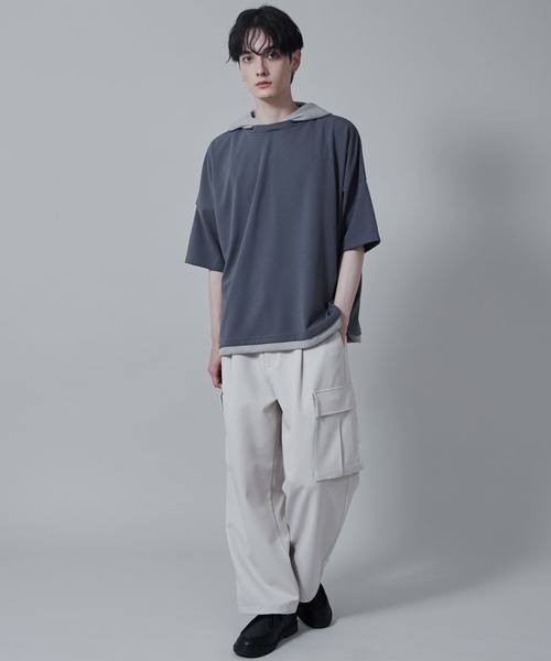 LUCY（ルーシー）の「LUCY/フェイクレイヤードフードT（パーカー・メンズ・ブルー/ダークグレー/ライトグレー・MEDIUM/LARGE）」の16枚目の写真