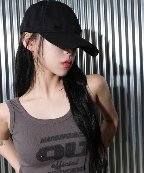 FOLLOWIN（フォロウィン）の「[UNISEX][小頭フィット][オールシーズン可能]ビンテージ ダメージ無地デザイン ボールキャップ（キャップ・レディース・ベージュ/ネイビー/グレー/ブラック/ライトブルー・ONE SIZE）」の10枚目の写真