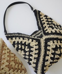 【 antique andico / アンティーク アンディコ 】  クロシェ編み ペーパー デザイン  配色 バッグ / かごバッグ #