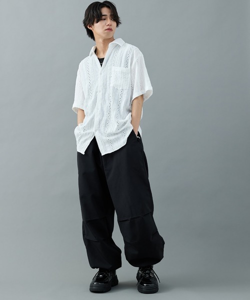CELENA(セレナ)の「【CELENA】レースシアーボックスシャツ(シャツ/ブラウス・メンズ・ホワイト/ブラウン・L/M)」の9枚目の写真