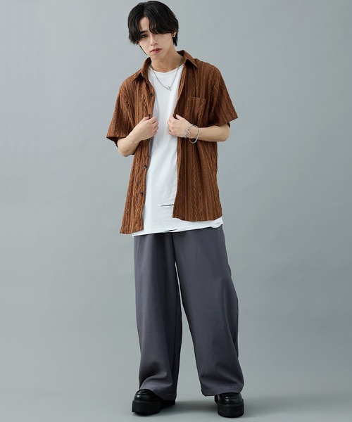 CELENA(セレナ)の「【CELENA】レースシアーボックスシャツ(シャツ/ブラウス・メンズ・ホワイト/ブラウン・L/M)」の15枚目の写真
