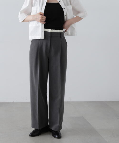 N.（N. Natural Beauty Basic）（エヌエヌナチュラルビューティーベーシック）の「◆ウエストレイヤード風パンツ（スラックス・レディース・グレー/キャメル・SMALL/MEDIUM）」の16枚目の写真