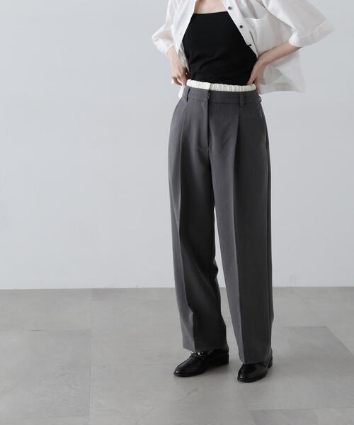 N.（N. Natural Beauty Basic）（エヌエヌナチュラルビューティーベーシック）の「◆ウエストレイヤード風パンツ（スラックス・レディース・グレー/キャメル・SMALL/MEDIUM）」の17枚目の写真