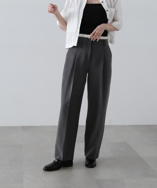 N.（N. Natural Beauty Basic）（エヌエヌナチュラルビューティーベーシック）の「◆ウエストレイヤード風パンツ（スラックス・レディース・グレー/キャメル・SMALL/MEDIUM）」の18枚目の写真