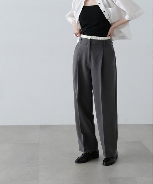 N.（N. Natural Beauty Basic）（エヌエヌナチュラルビューティーベーシック）の「◆ウエストレイヤード風パンツ（スラックス・レディース・グレー/キャメル・SMALL/MEDIUM）」の3枚目の写真