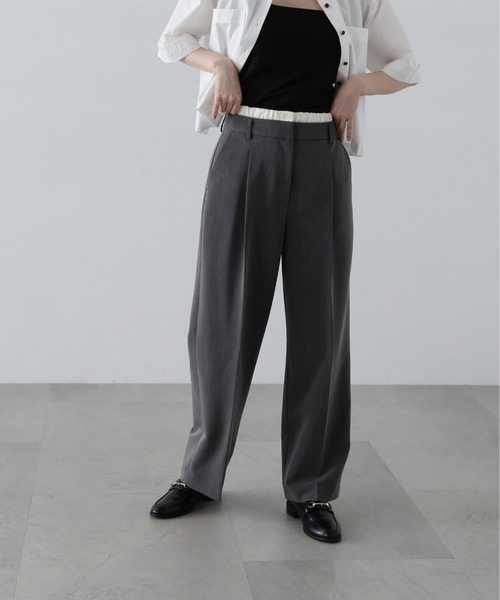 N.（N. Natural Beauty Basic）（エヌエヌナチュラルビューティーベーシック）の「◆ウエストレイヤード風パンツ（スラックス・レディース・グレー/キャメル・SMALL/MEDIUM）」の9枚目の写真