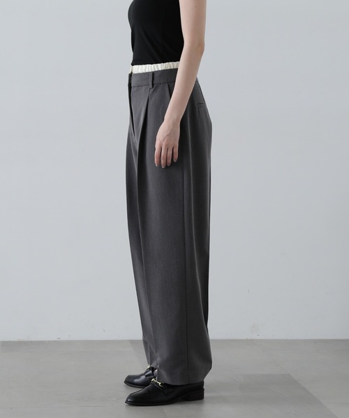 N.（N. Natural Beauty Basic）（エヌエヌナチュラルビューティーベーシック）の「◆ウエストレイヤード風パンツ（スラックス・レディース・グレー/キャメル・SMALL/MEDIUM）」の12枚目の写真