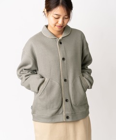 ローゲージ鹿の子ブランケットステッチカーデ