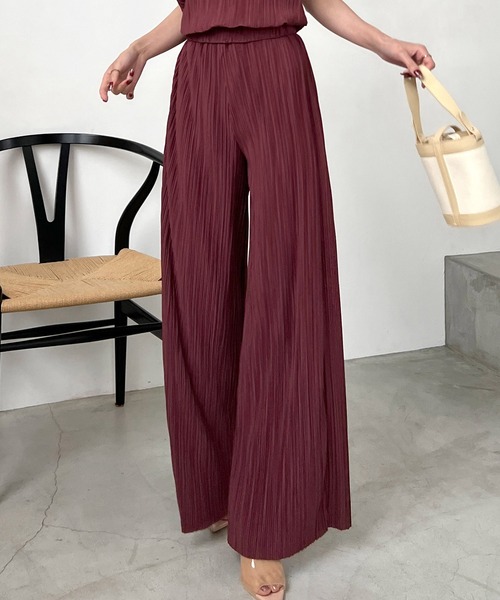 ROYAL PARTY（ロイヤルパーティー）の「カットプリーツワイドパンツ（その他パンツ・レディース・ライトグレー/ブラック/ボルドー・FREE）」の3枚目の写真