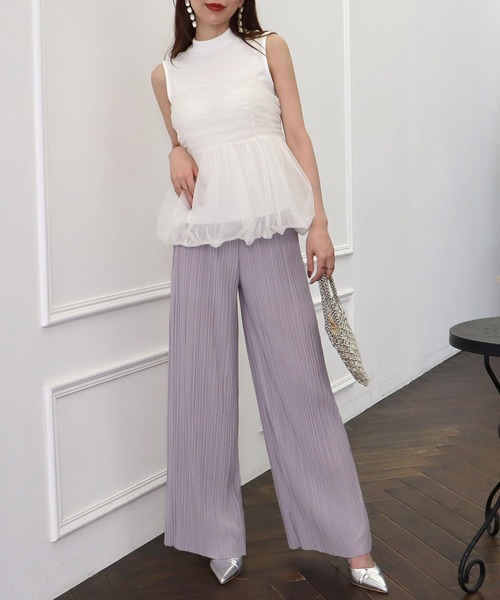 ROYAL PARTY（ロイヤルパーティー）の「カットプリーツワイドパンツ（その他パンツ・レディース・ライトグレー/ブラック/ボルドー・FREE）」の4枚目の写真