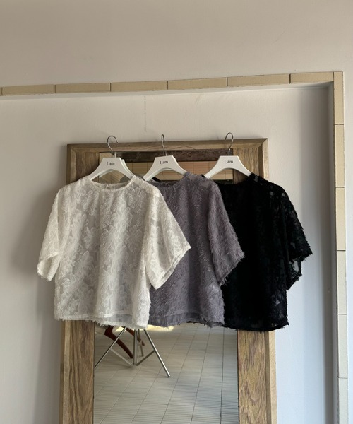 I_am(アイアム)の「fringe jacquard blouse / フリンジジャカードブラウス(シャツ/ブラウス・レディース・ブラック/アイボリー/グレー・FREE)」の4枚目の写真