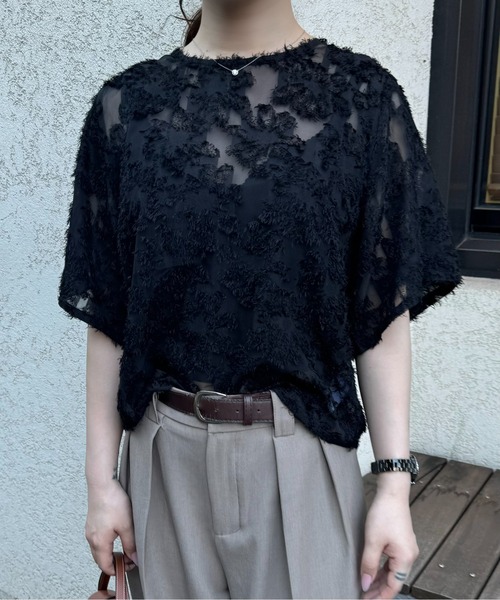 I_am(アイアム)の「fringe jacquard blouse / フリンジジャカードブラウス(シャツ/ブラウス・レディース・ブラック/アイボリー/グレー・FREE)」の12枚目の写真