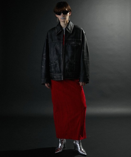 PRANK PROJECT(プランクプロジェクト)の「パディングSHEEPレザーブルゾン / Padded SHEEP Leather Blouson(ブルゾン・レディース・ダークブラウン/ブラック・FREE)」の18枚目の写真