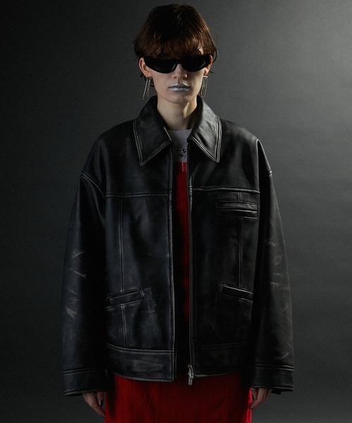 PRANK PROJECT(プランクプロジェクト)の「パディングSHEEPレザーブルゾン / Padded SHEEP Leather Blouson(ブルゾン・レディース・ダークブラウン/ブラック・FREE)」の20枚目の写真