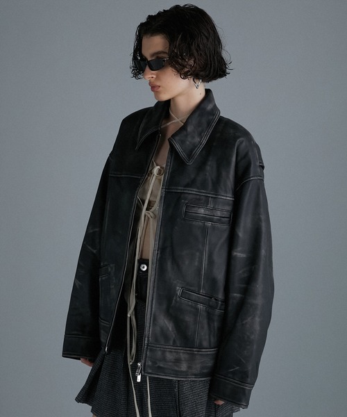 PRANK PROJECT(プランクプロジェクト)の「パディングSHEEPレザーブルゾン / Padded SHEEP Leather Blouson(ブルゾン・レディース・ダークブラウン/ブラック・FREE)」の5枚目の写真