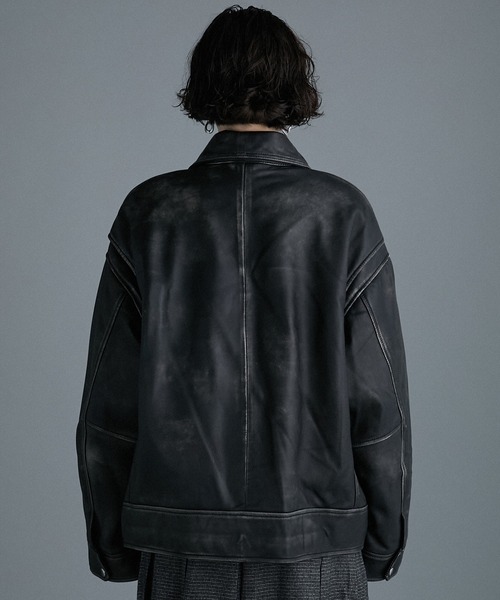 PRANK PROJECT(プランクプロジェクト)の「パディングSHEEPレザーブルゾン / Padded SHEEP Leather Blouson(ブルゾン・レディース・ダークブラウン/ブラック・FREE)」の6枚目の写真