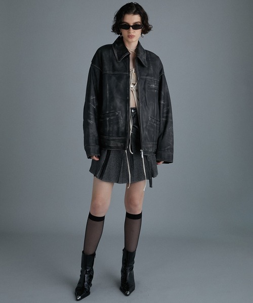 PRANK PROJECT(プランクプロジェクト)の「パディングSHEEPレザーブルゾン / Padded SHEEP Leather Blouson(ブルゾン・レディース・ダークブラウン/ブラック・FREE)」の19枚目の写真