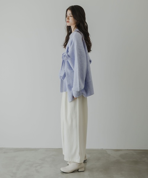 rectangle（レクタングル）の「Wリボンスリットニット（ニット/セーター・レディース・グレー/ピンク/サックスブルー/アイボリー・FREE）」の7枚目の写真