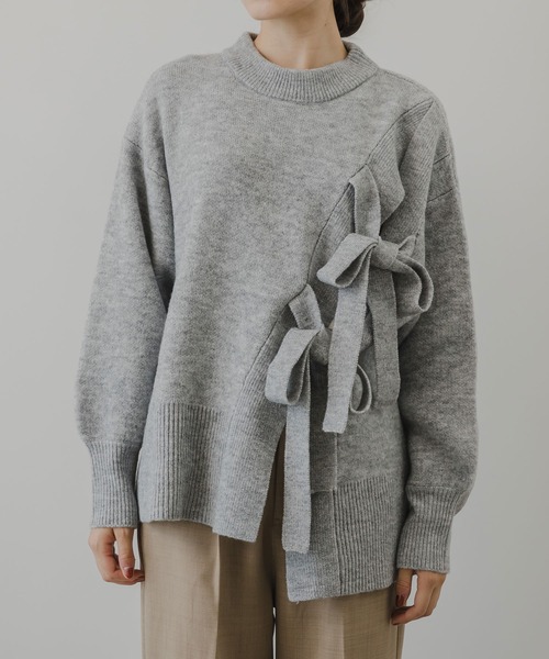 rectangle（レクタングル）の「Wリボンスリットニット（ニット/セーター・レディース・グレー/ピンク/サックスブルー/アイボリー・FREE）」の15枚目の写真