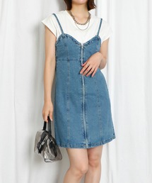 デニムワンピース デニムジャケット ミニワンピース」に該当する