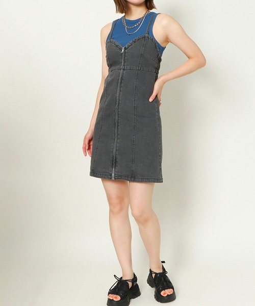 GORGE(ゴージ)の「《ZIPキャミワンピ》レディース デニムミニジャンスカ レイヤード対応 春夏秋冬(ワンピース・レディース・ブルー/ブラック・F)」の3枚目の写真