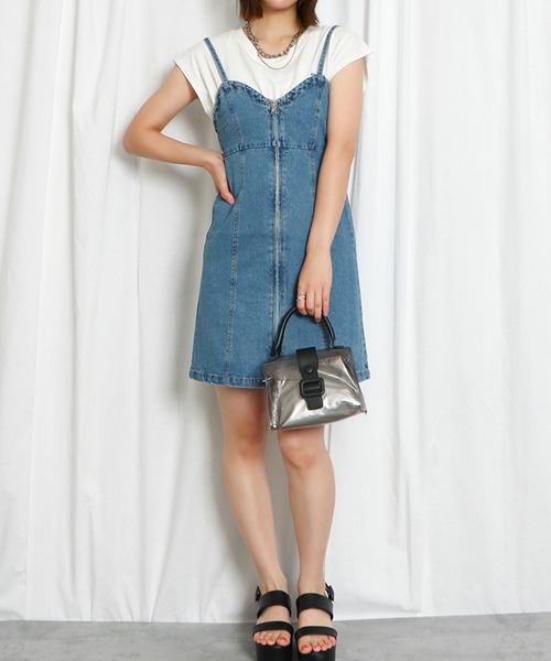 GORGE(ゴージ)の「《ZIPキャミワンピ》レディース デニムミニジャンスカ レイヤード対応 春夏秋冬(ワンピース・レディース・ブルー/ブラック・F)」の4枚目の写真