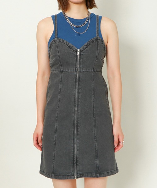GORGE(ゴージ)の「《ZIPキャミワンピ》レディース デニムミニジャンスカ レイヤード対応 春夏秋冬(ワンピース・レディース・ブルー/ブラック・F)」の6枚目の写真