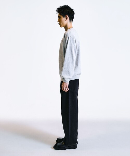 City Ambient Products（シティアンビエントプロダクツ）の「City Ambient Products:〈手洗い可能〉コンパクトリブ ワンポイント ロゴ ニット（ニット/セーター・メンズ・ブラック/スカイブルー/ライトグレー/ベージュ・SMALL/MEDIUM/LARGE）」の6枚目の写真