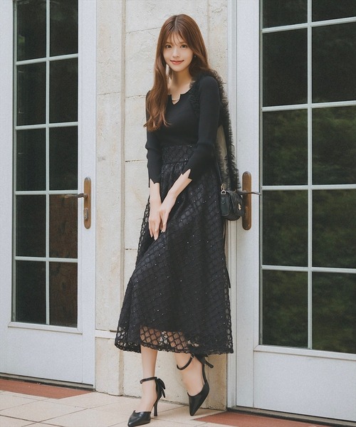 SWINGLE（スウィングル）の「チュールストラップミニショルダーバッグ（ショルダーバッグ・レディース・アイボリー/ブラック・FREE）」の7枚目の写真