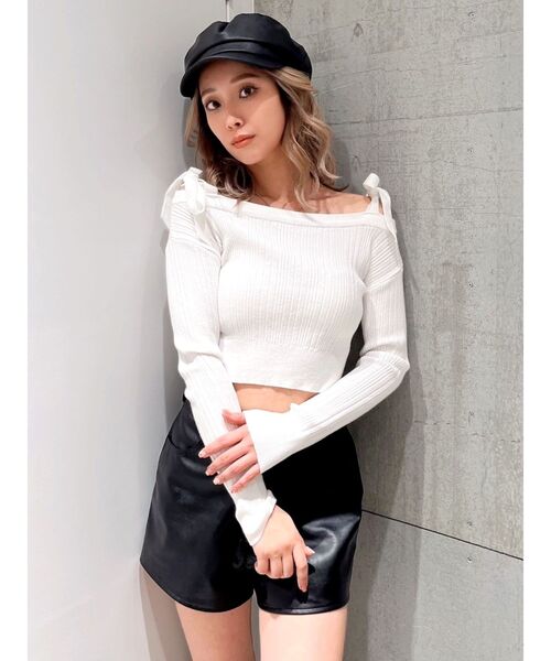 GYDA（ジェイダ）の「ベロアリボンオフショルニットトップス（ニット/セーター・レディース・ブラック/オフホワイト・FREE）」の17枚目の写真