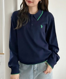 U.S. POLO ASSN.（ユーエスポロアッスン）の「U.S. POLO ASSN. /ユーエスポロアッスン Ada.別注 長袖ワンポイント春ニットポロシャツ（ポロシャツ）」