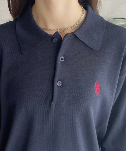 U.S. POLO ASSN.(ユーエスポロアッスン)の「U.S. POLO ASSN. /ユーエスポロアッスン Ada.別注 長袖ワンポイント春ニットポロシャツ(ニット/セーター・レディース・ネイビー/ブラウン/アイボリー/ブラック/ダークオリーブ/ブルー系その他/ライトグレー/ライトピンク・S/M/L)」の19枚目の写真