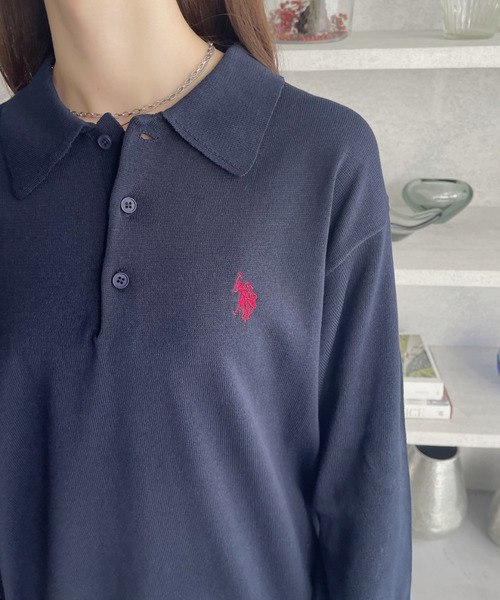 U.S. POLO ASSN.(ユーエスポロアッスン)の「U.S. POLO ASSN. /ユーエスポロアッスン Ada.別注 長袖ワンポイント春ニットポロシャツ(ニット/セーター・レディース・ネイビー/ブラウン/アイボリー/ブラック/ダークオリーブ/ブルー系その他/ライトグレー/ライトピンク・S/M/L)」の20枚目の写真